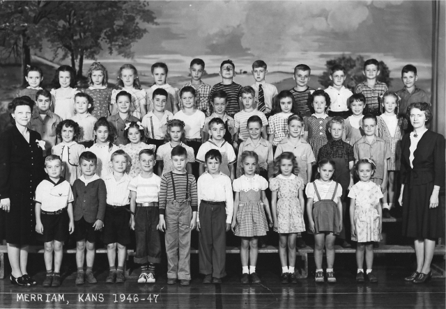 Merriam Grade School. Submitted by Mary Sue (Childers) Foster. Fourth Grade
Middle Row Lt to Rt ?, Sheron Gould, Phoebe Mooney
Back Row second from right Myra Lewis