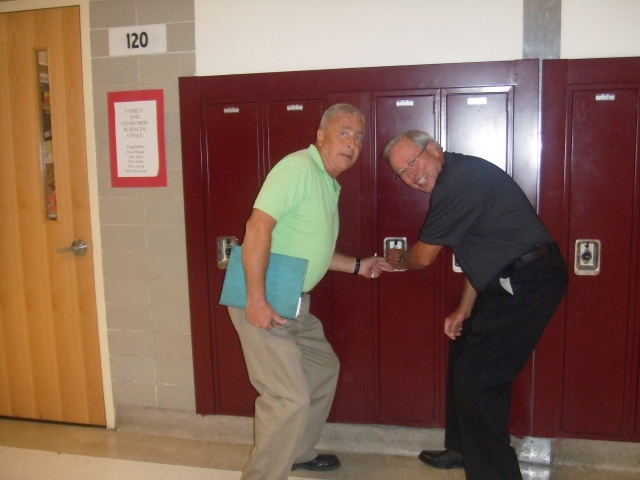 Sankpill and I at our four year shared locker 1313, which was lucky for both of us.  It was never locked during all four years!!!!