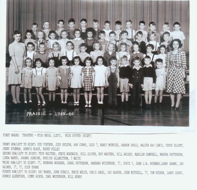 1945/46 First Grade Prairie Grade School  submitted by Roger Pulley